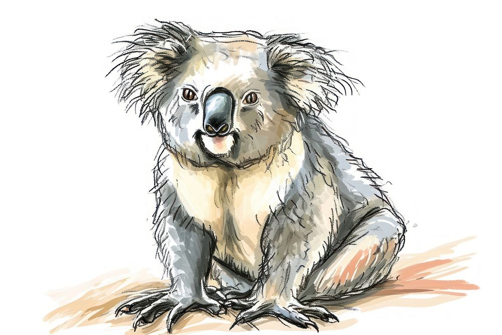 Hand-drawn sketch koala mammal animal cute.