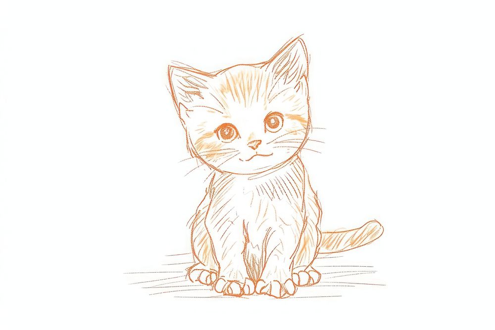 Hand-drawn sketch kitten drawing animal mammal.