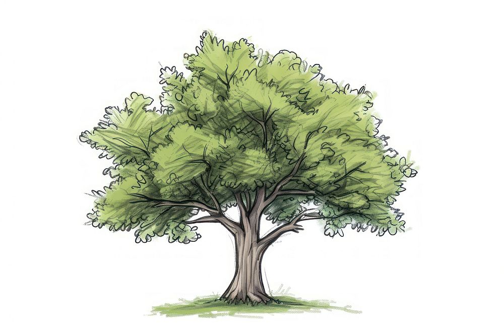 Oak tree sketch drawing plant.