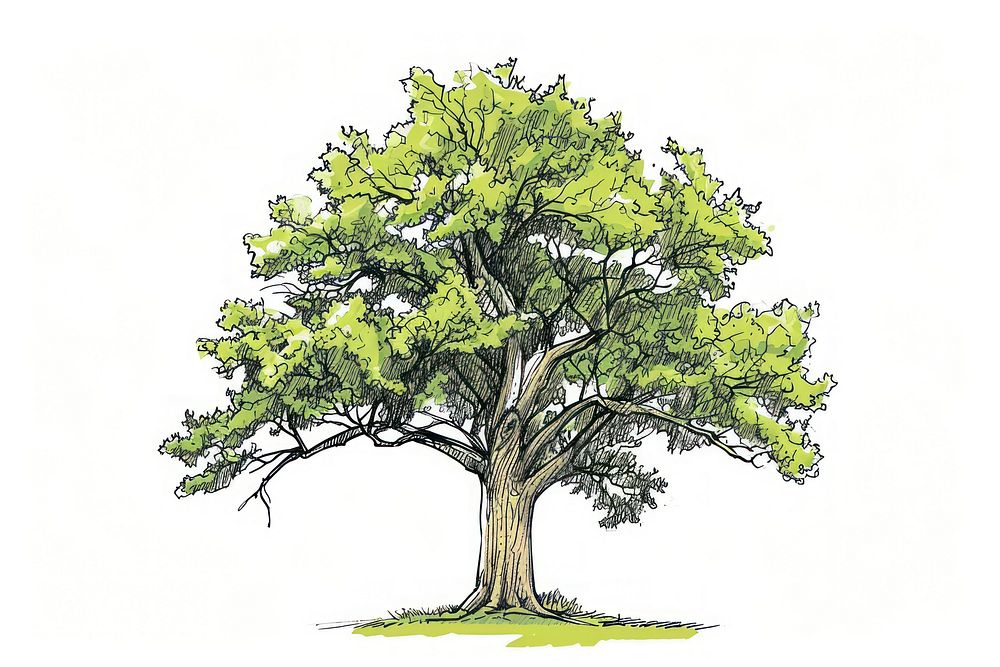 Oak tree sketch drawing plant.