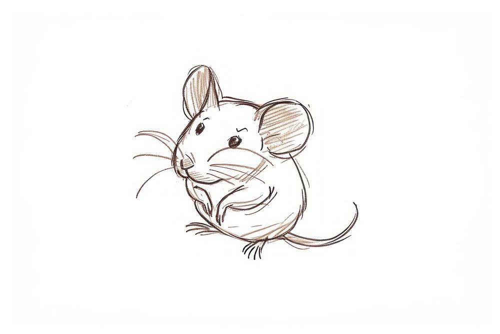 Hand-drawn sketch mouse drawing animal art.