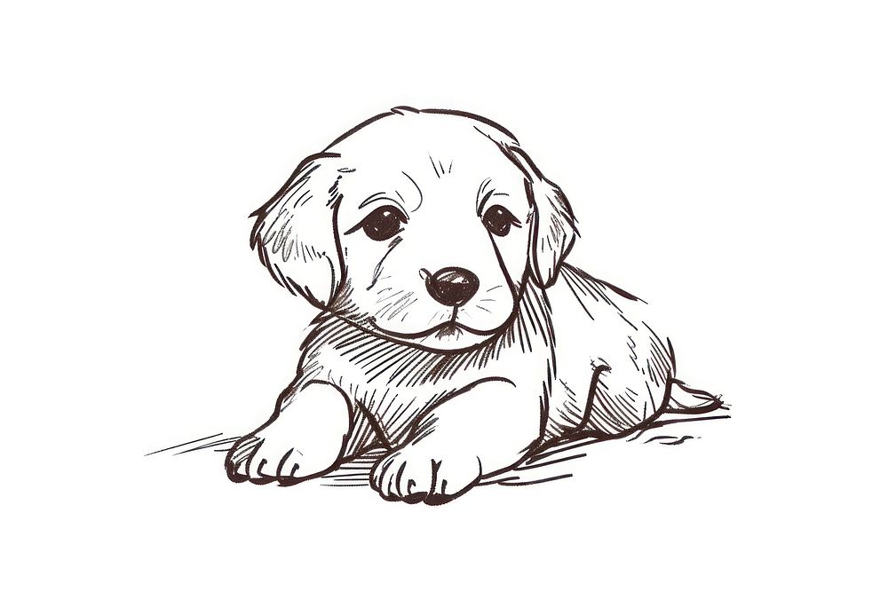 Hand-drawn sketch of puppy drawing animal mammal.