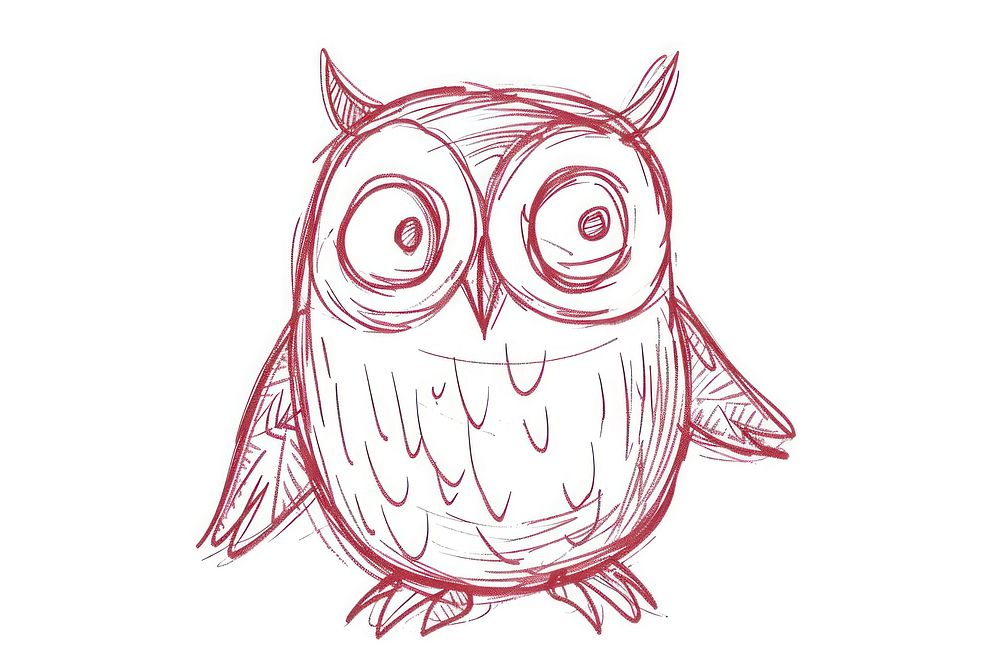 Hand-drawn sketch owl drawing art representation.