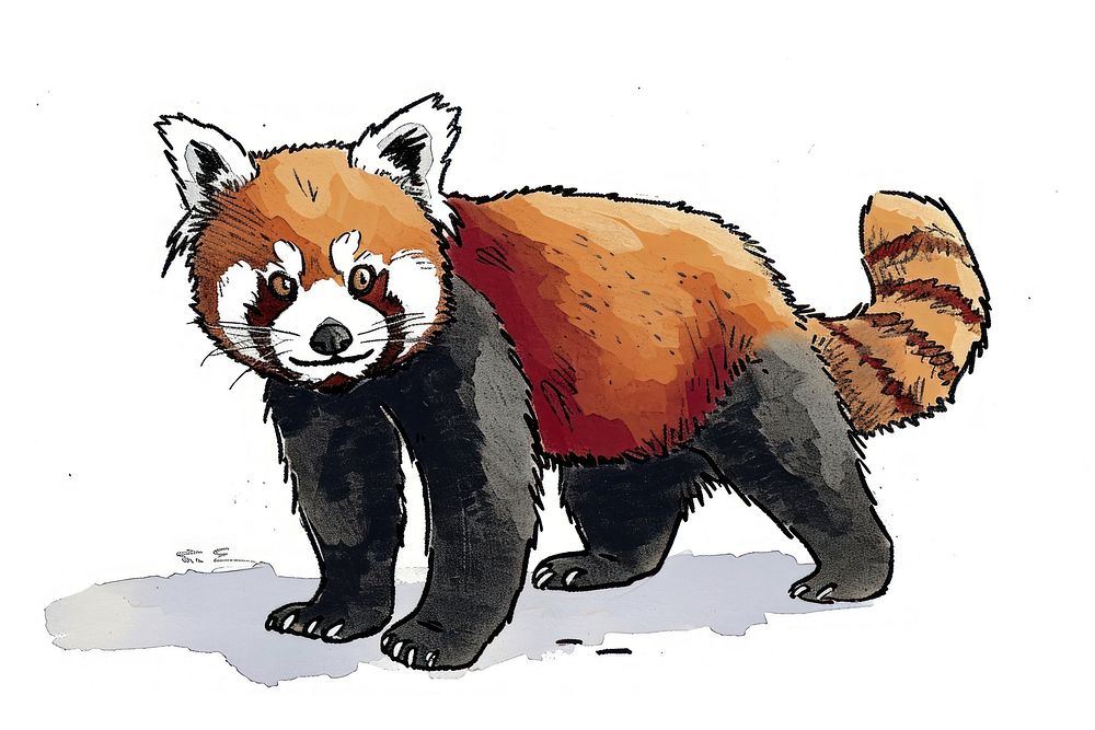 Hand-drawn sketch red panda animal mammal bear.