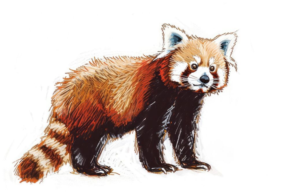Hand-drawn sketch red panda wildlife animal mammal.