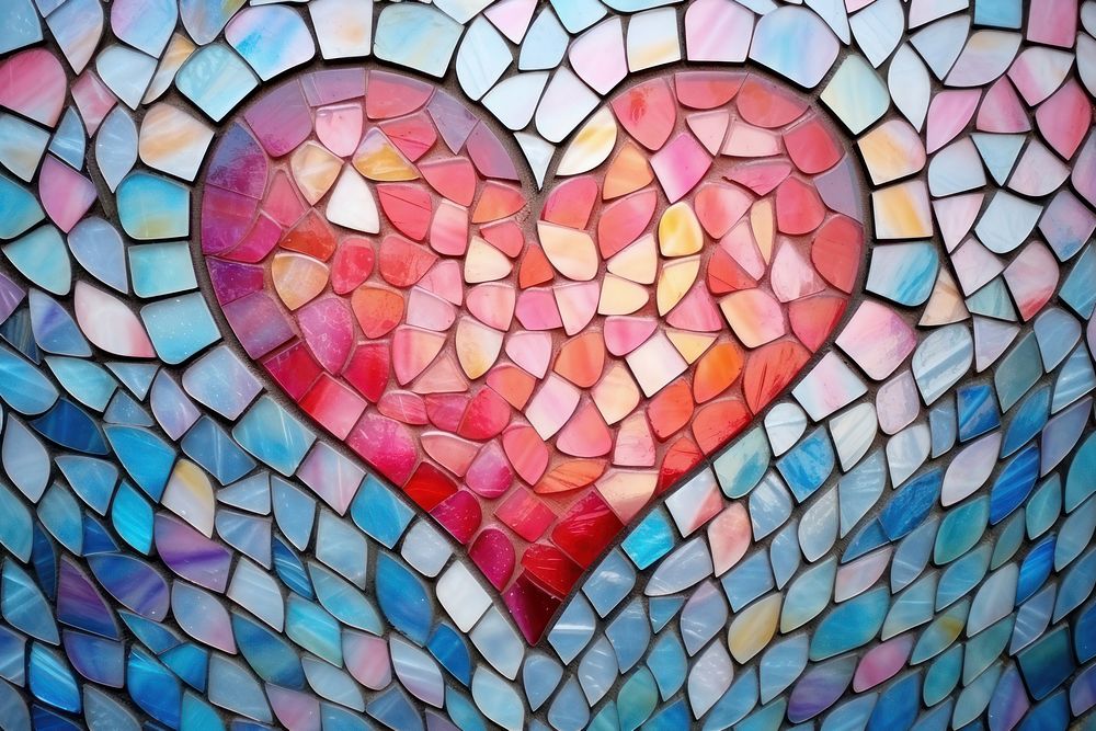 Heart decorative backgrounds mosaic glass.