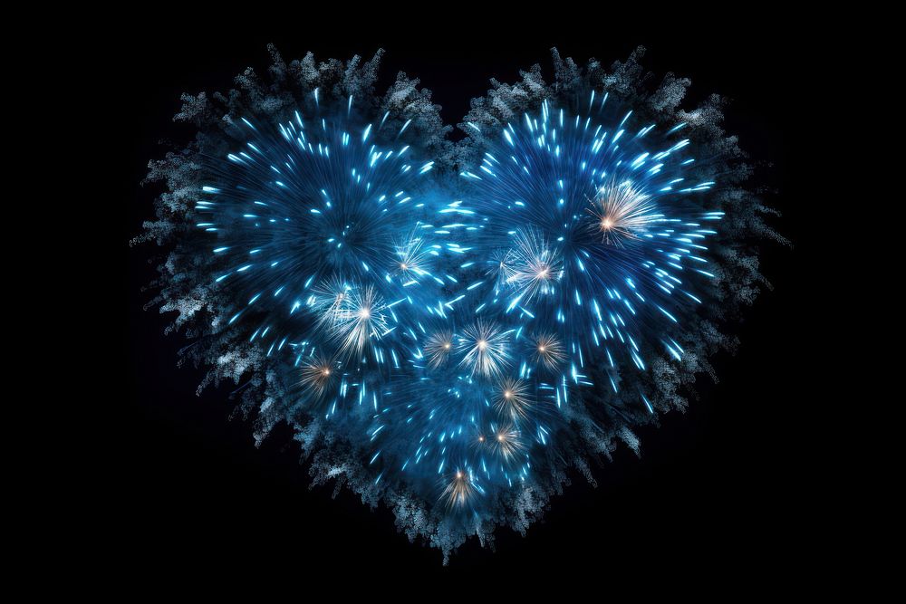 Fireworks shape heart night. AI generated Image by rawpixel.