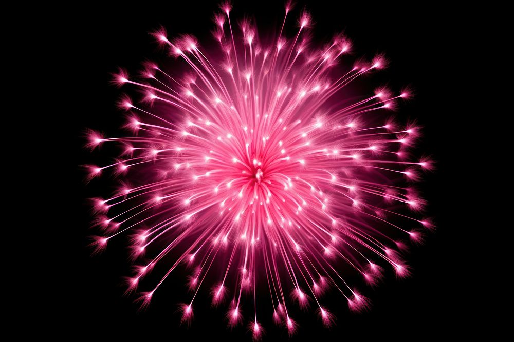 Pink fireworks exploding in the sky night black background illuminated. AI generated Image by rawpixel.