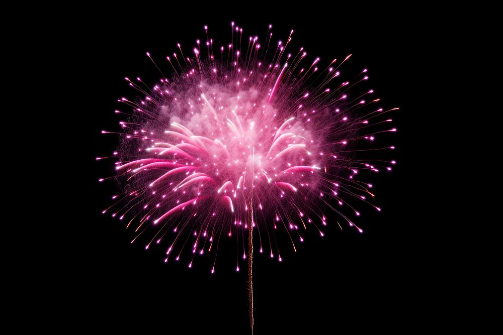 Pink fireworks launching in the sky black background illuminated celebration. AI generated Image by rawpixel.