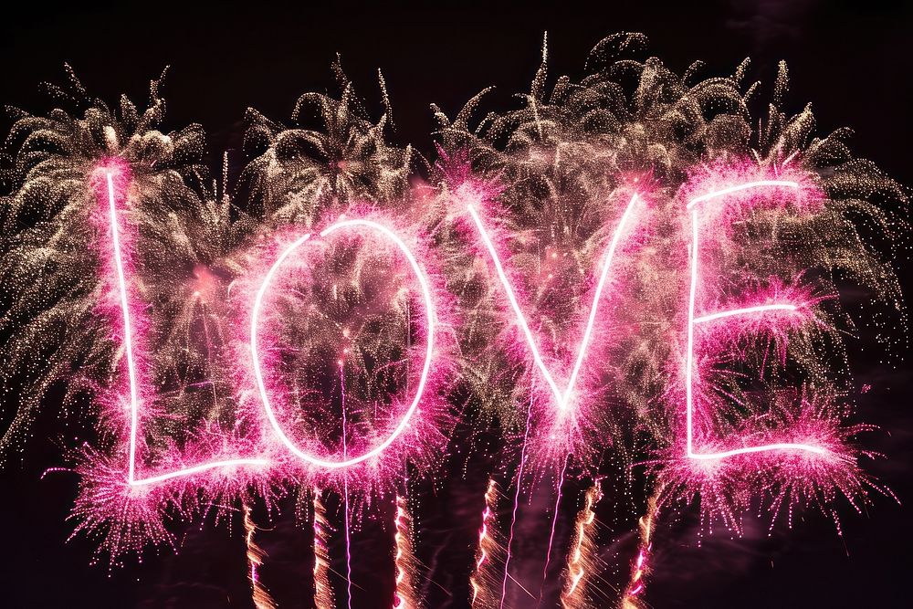 Fireworks outdoors love text. AI generated Image by rawpixel.