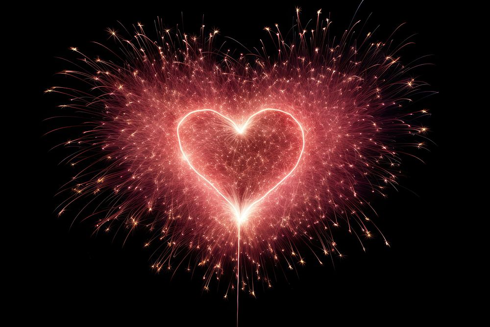 Firework launching in heart shaped fireworks backgrounds night. AI generated Image by rawpixel.