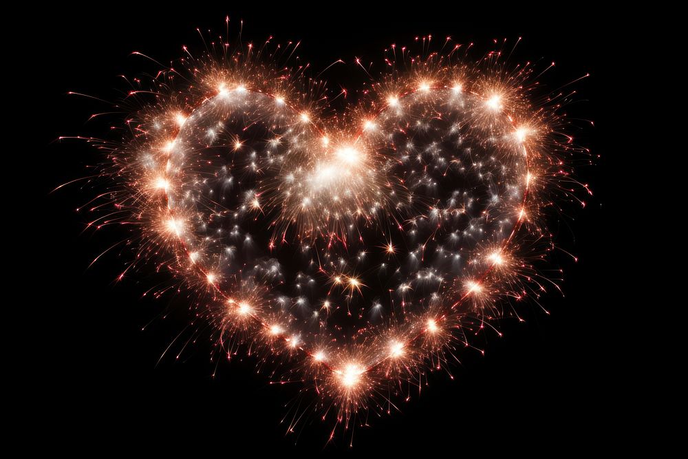 Firework sparkle in heart shaped fireworks outdoors sparks. AI generated Image by rawpixel.