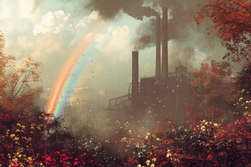 Rainbow pollution outdoors autumn.