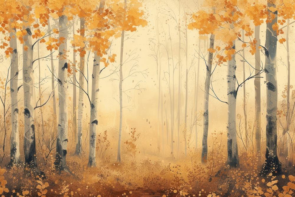 Autumn forest painting backgrounds landscape.
