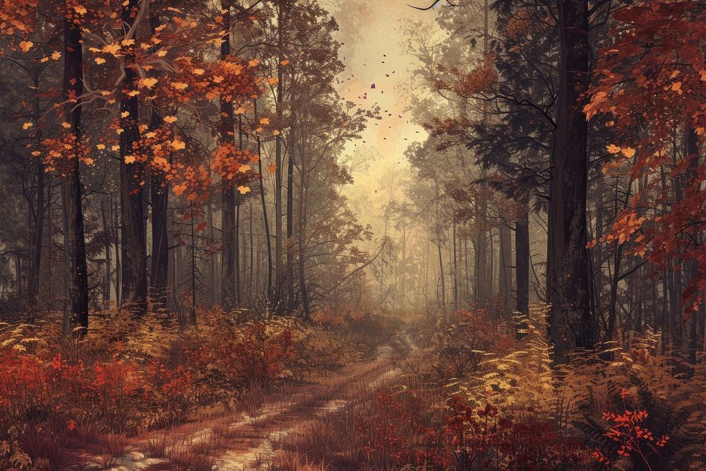 Autumn forest backgrounds landscape outdoors.