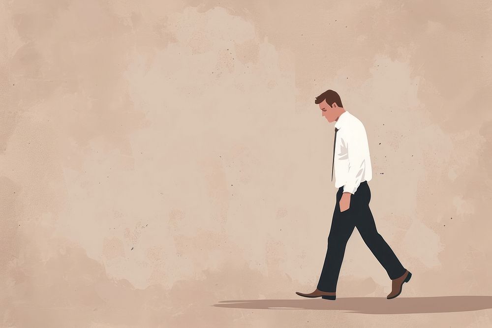 A businessman walks in sad mood walking cartoon motion. AI generated Image by rawpixel.