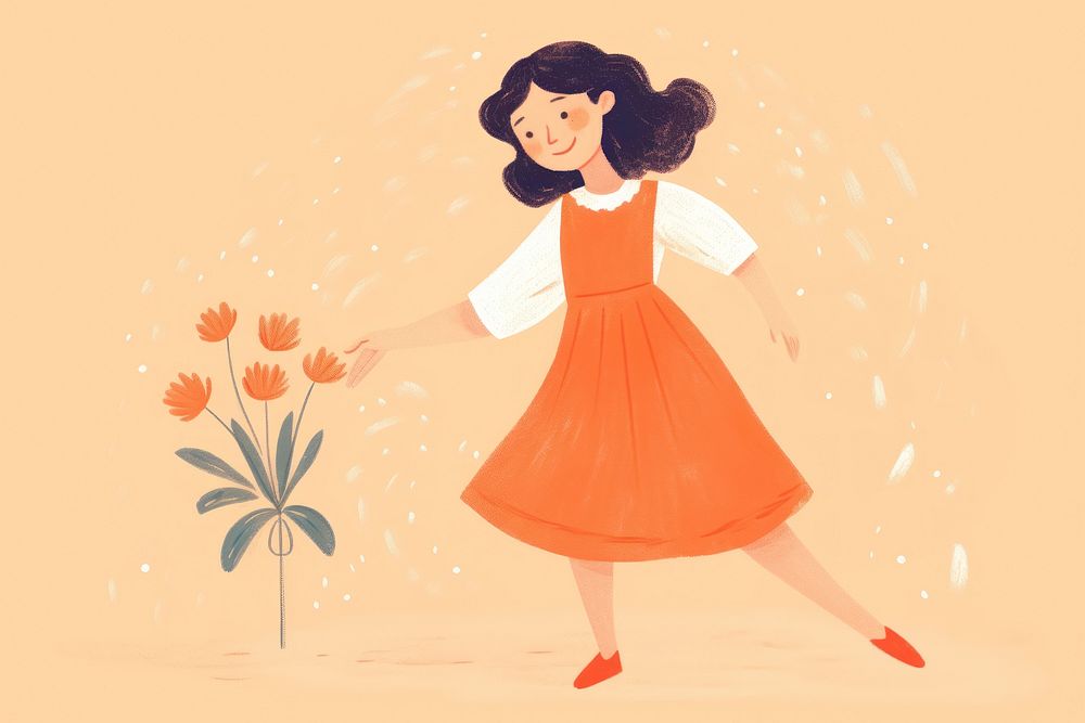 A happy woman watering a flower cartoon drawing motion. AI generated Image by rawpixel.