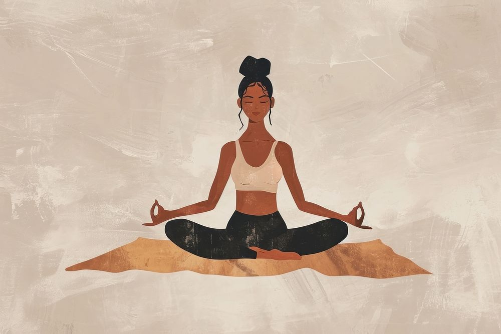 A woman doing yoga cartoon sports adult. AI generated Image by rawpixel.