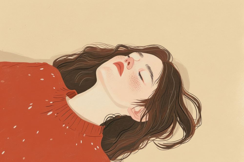 A woman lying on the ground portrait drawing sketch. AI generated Image by rawpixel.