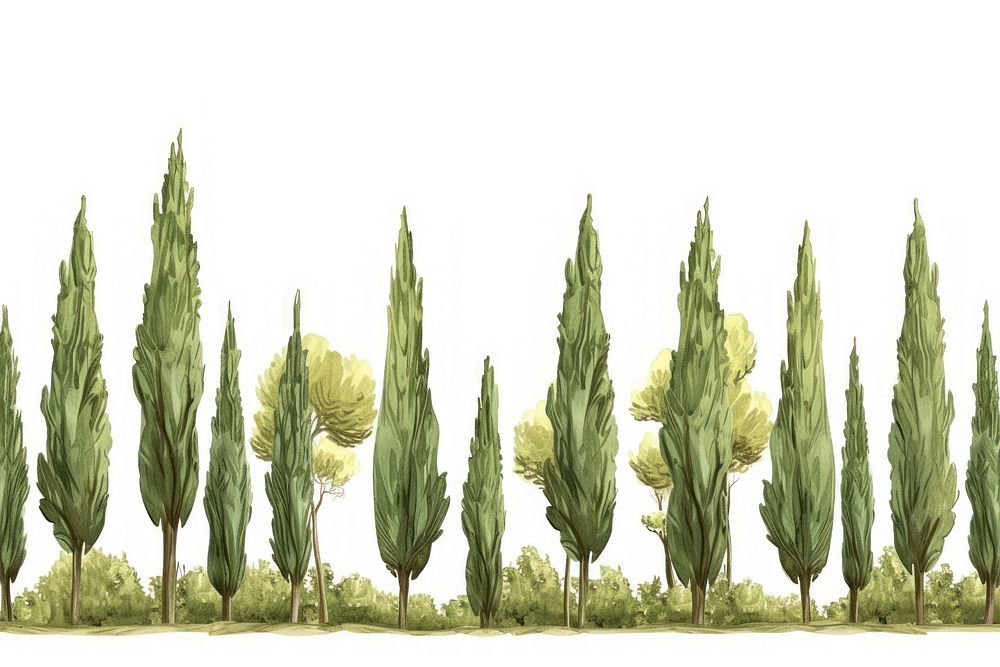 Cypress trees outdoors plant grass.