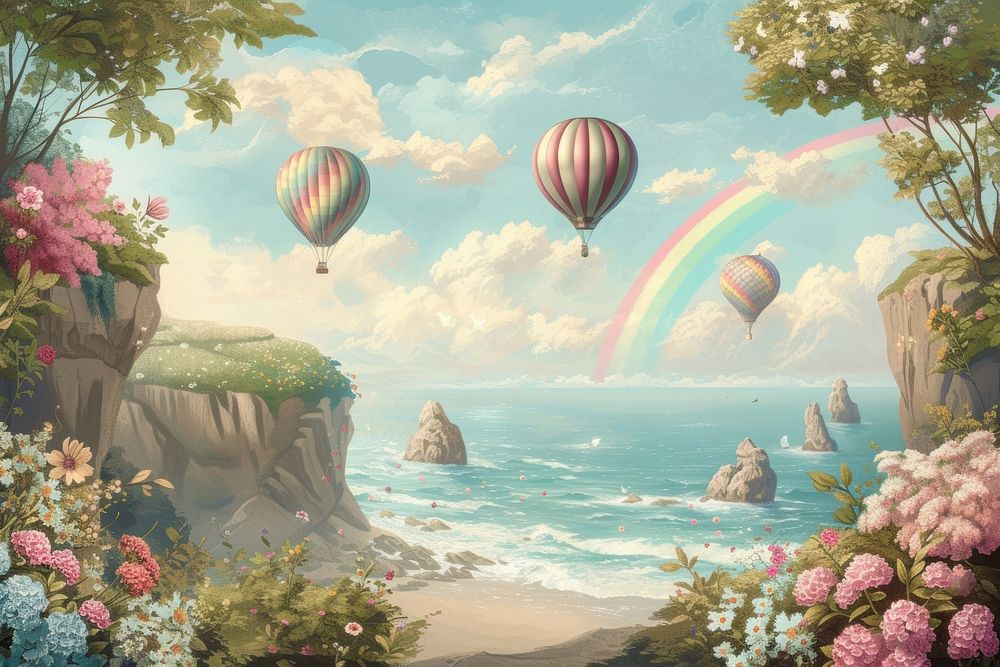 Painting balloon landscape outdoors.