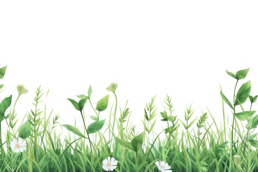 Evergreen grass field and flower backgrounds outdoors nature.