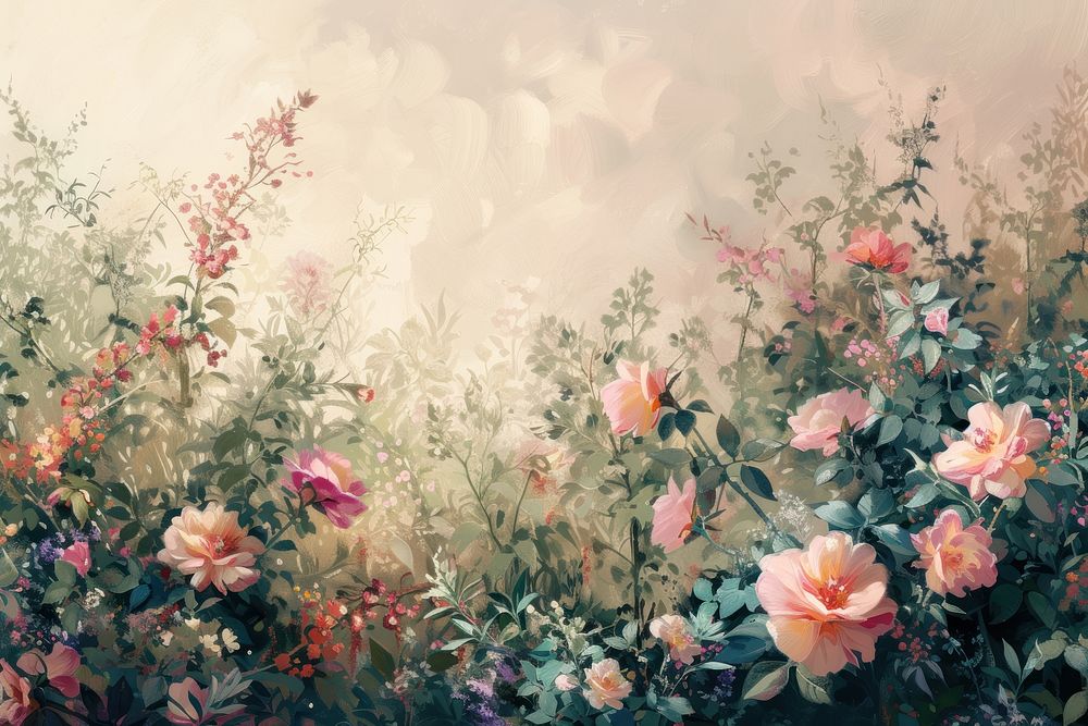 Flower bushes painting backgrounds outdoors.
