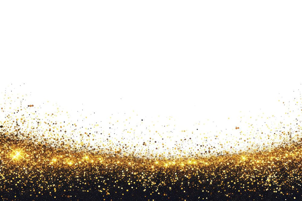 Golden falling glitter on the black floor backgrounds gold line.