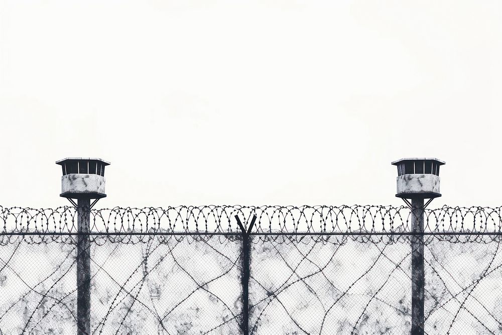 Wire prison gate line.