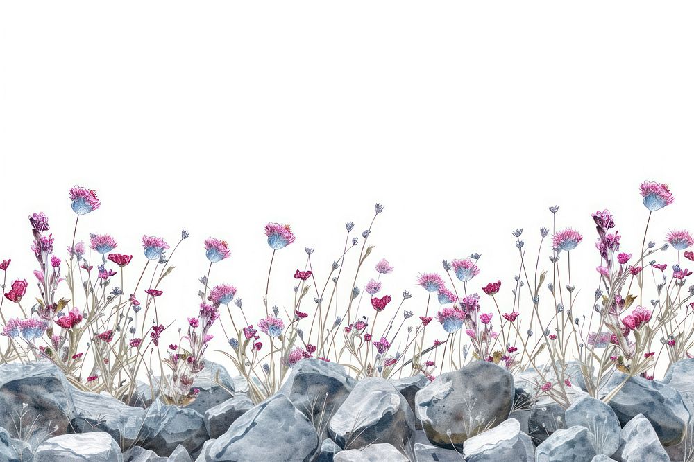 Rocky flower fields backgrounds outdoors nature.