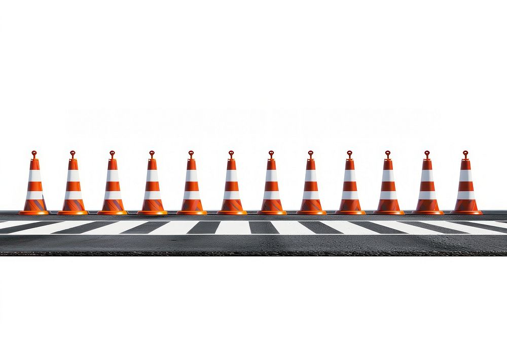 Road barriers barricade cone line.