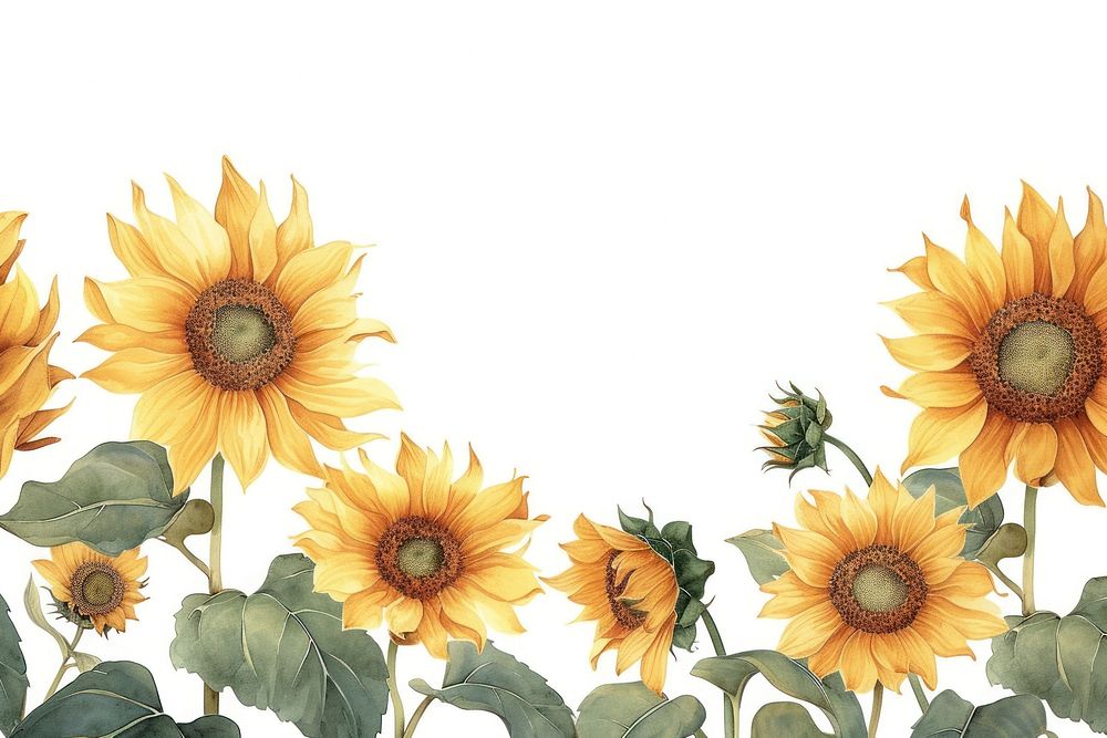 Sunflowers backgrounds plant white background.
