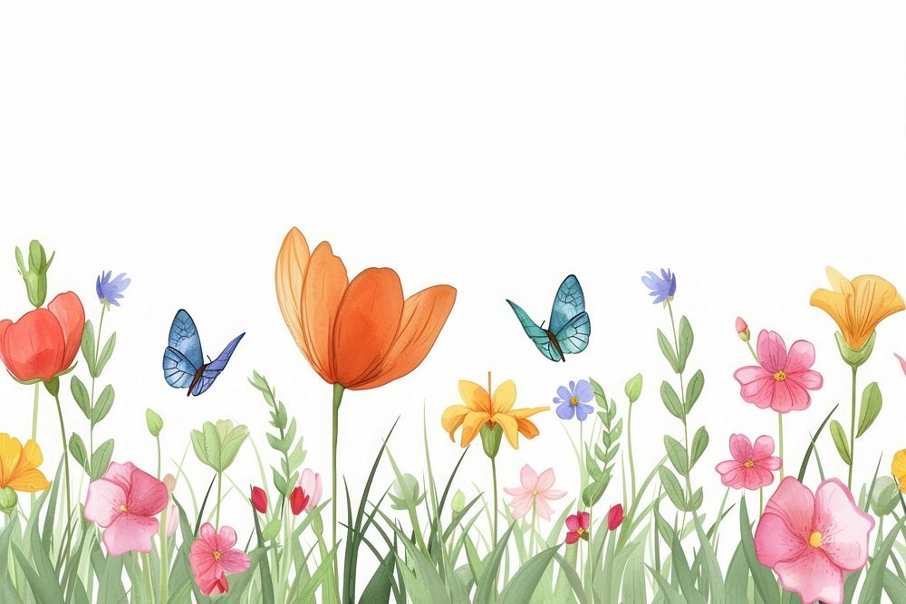 Spring flower and butterfly backgrounds outdoors nature.