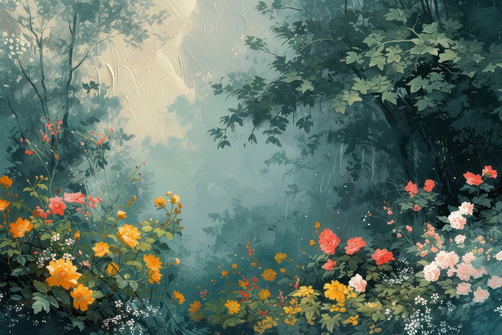 Painting flower forest backgrounds.