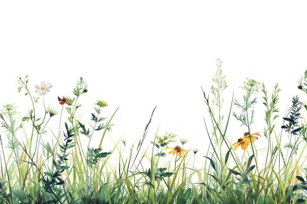 Tall grass and wildflowers backgrounds grassland outdoors.