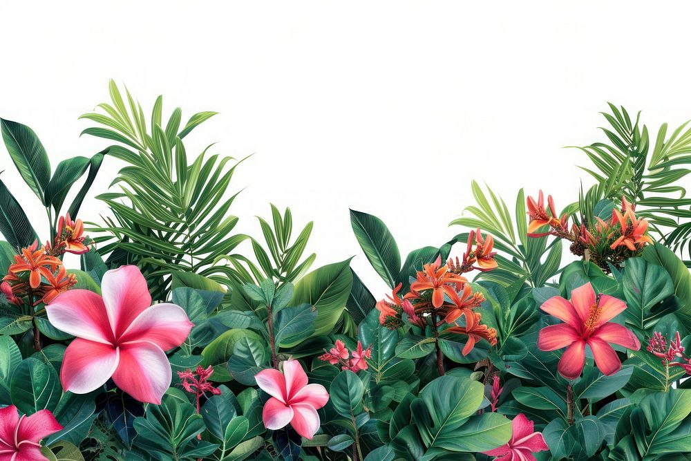 Tropical flower bushes backgrounds outdoors nature.