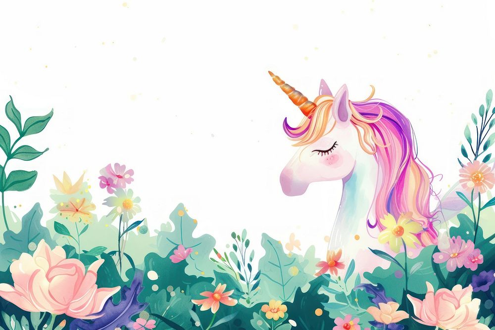 Unicorn flowers backgrounds outdoors cartoon.