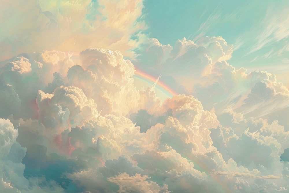 Rainbow cloud backgrounds sunlight.