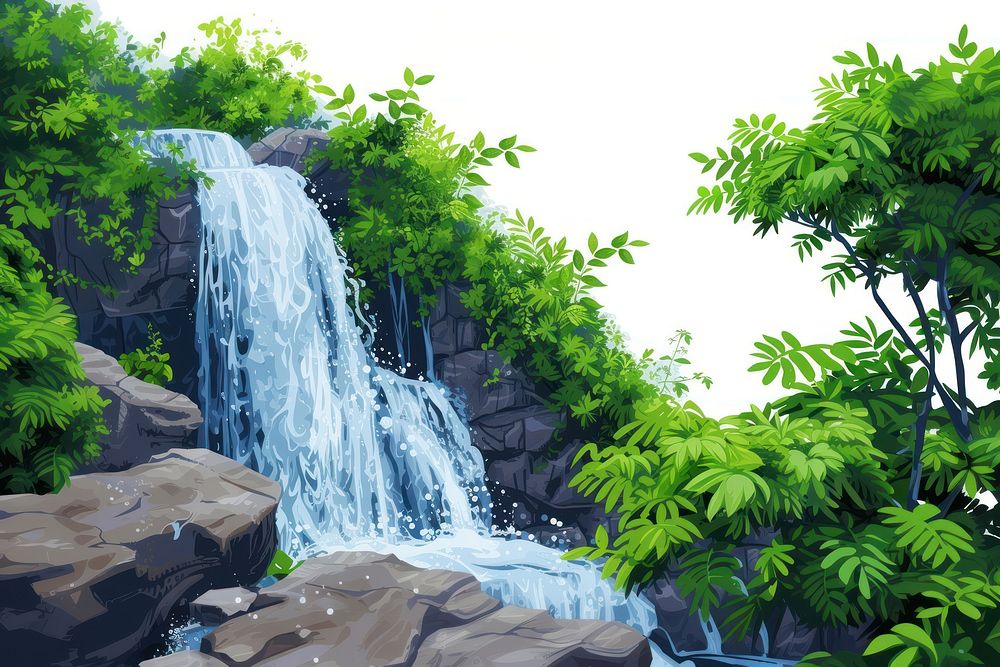 Waterfall outdoors nature forest.
