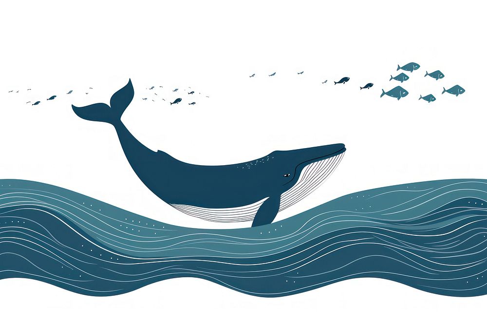 Whale and ocean animal mammal underwater.
