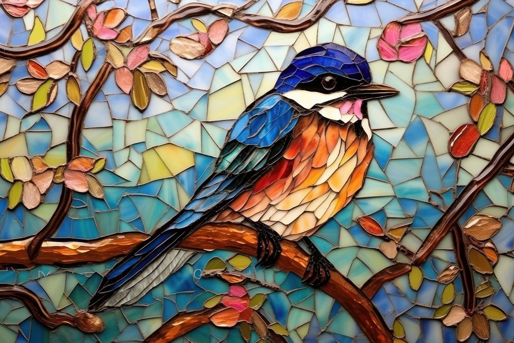 Little bird art backgrounds mosaic.