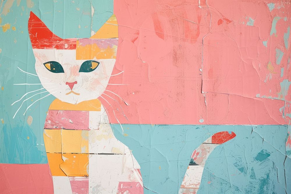 Cat art painting animal.