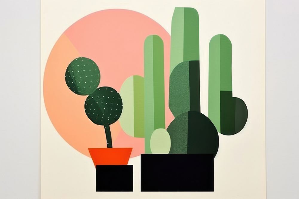 Abstract cactus paper art plant creativity.