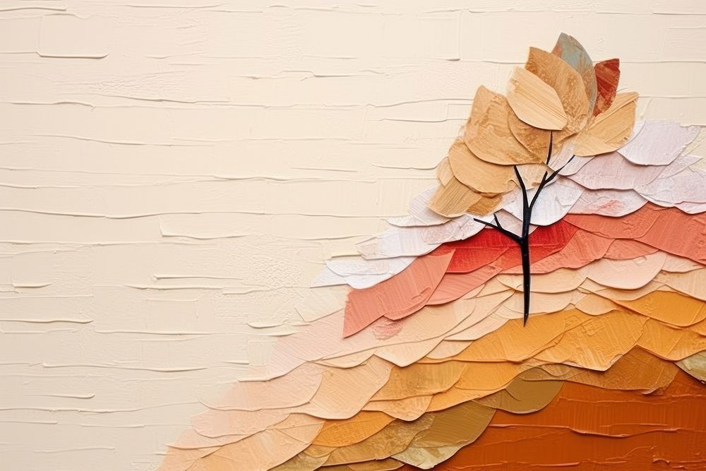 Abstract autumn ripped paper art plant leaf.