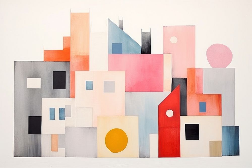 Abstract buildings paper art painting architecture.