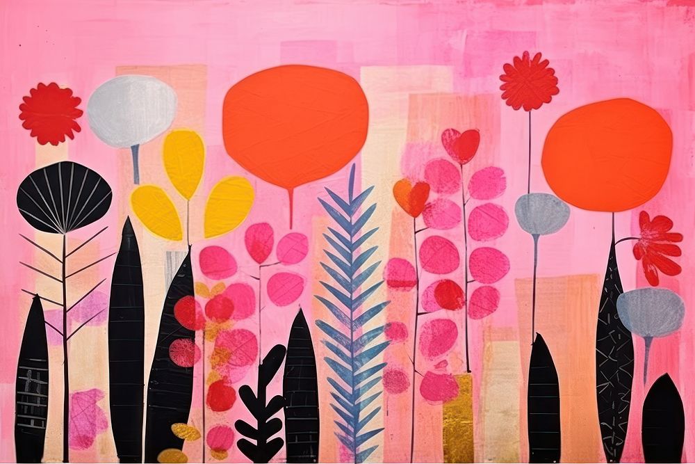 Abstract garden paper art painting pattern.