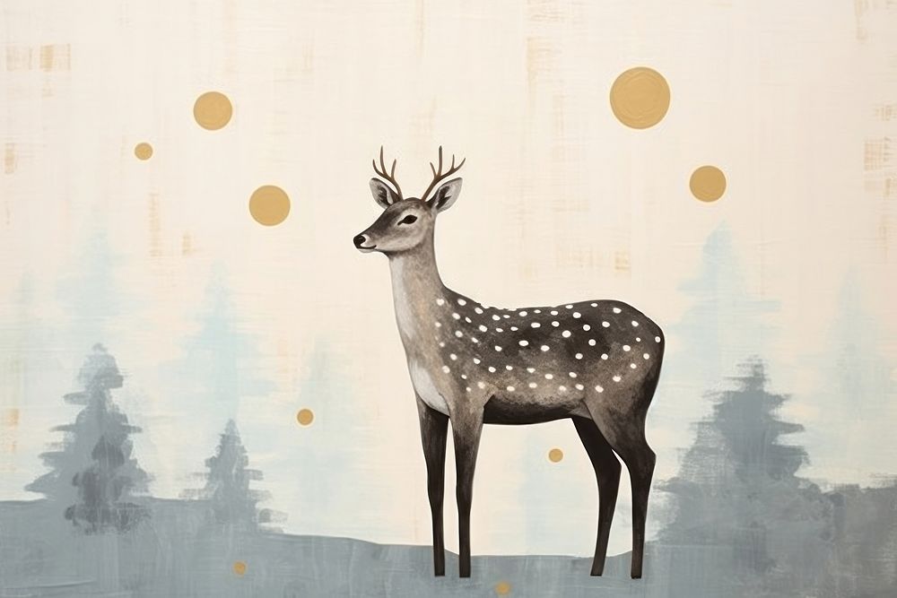 Abstract deer paper art wildlife drawing.