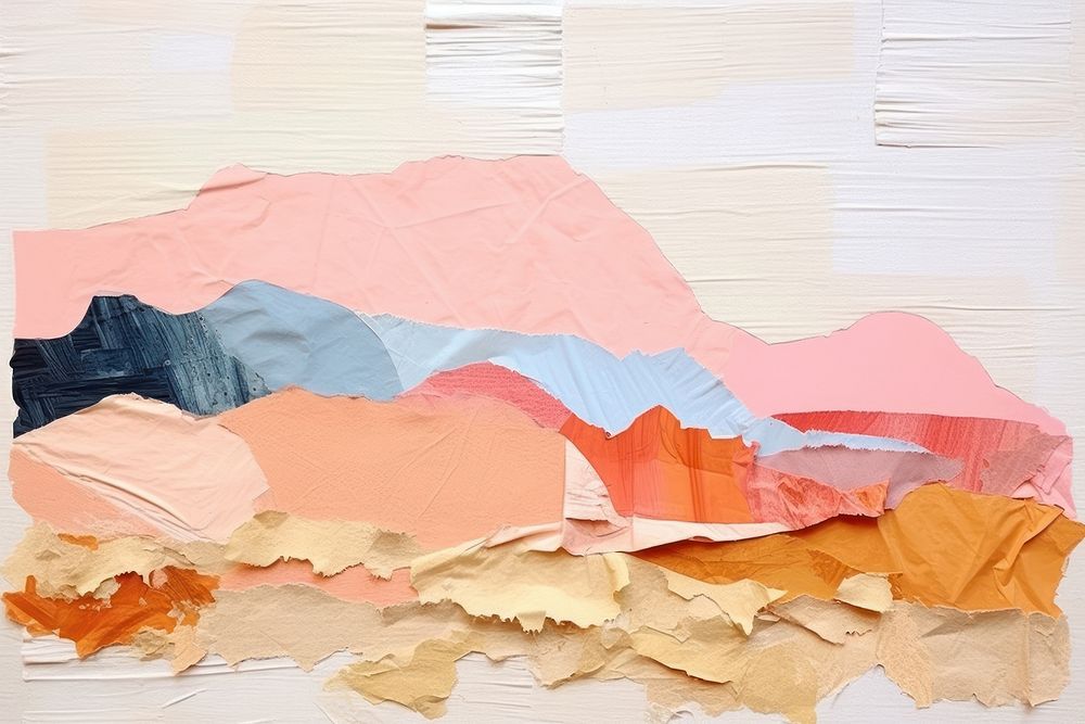 Abstract desert ripped paper art painting backgrounds.