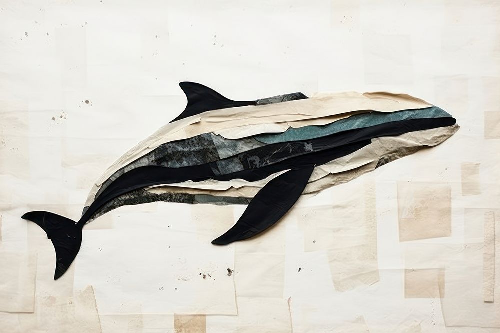 Abstract whale ripped paper dolphin animal mammal.