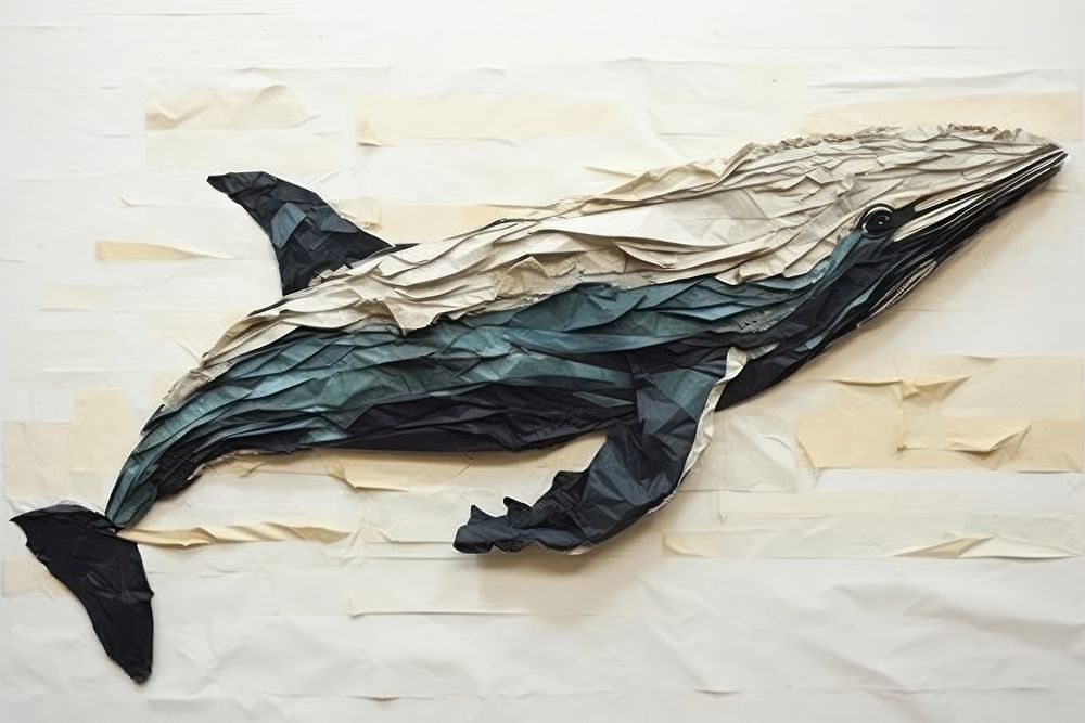 Abstract whale ripped paper art creativity furniture.